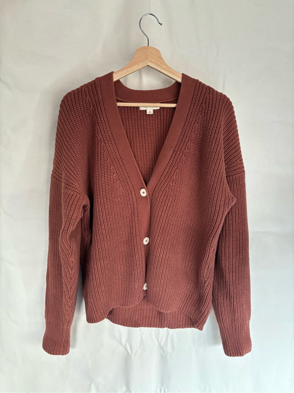 Tradlands Rust-Tone Button Cardigan in Terracotta